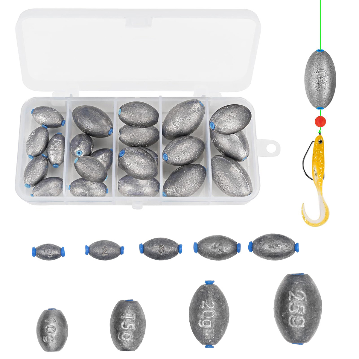 Bass Fishing Lure - Assortimento di Piombi da Pesca a