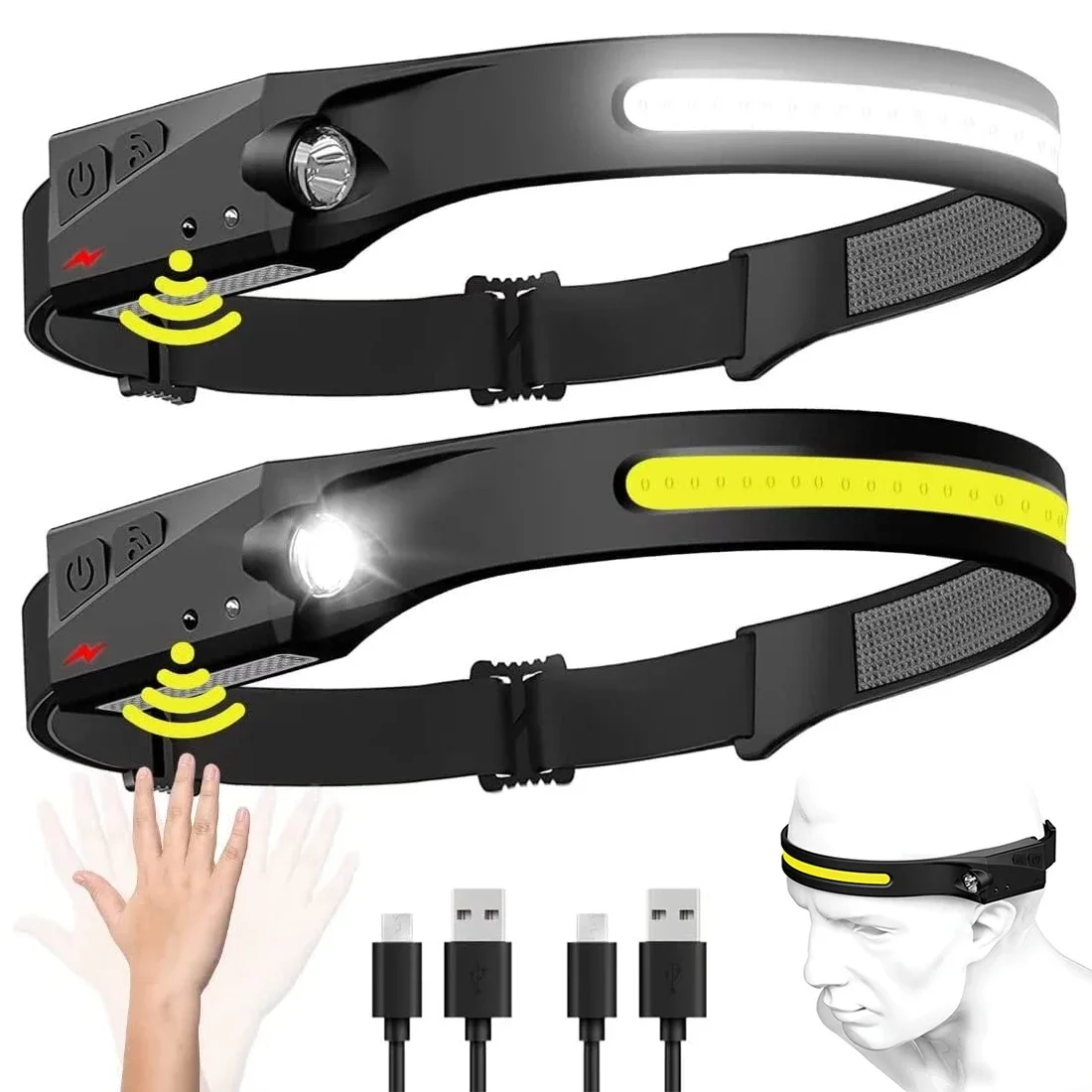 Fishing Headlamp - Faro LED COB con Sensore di