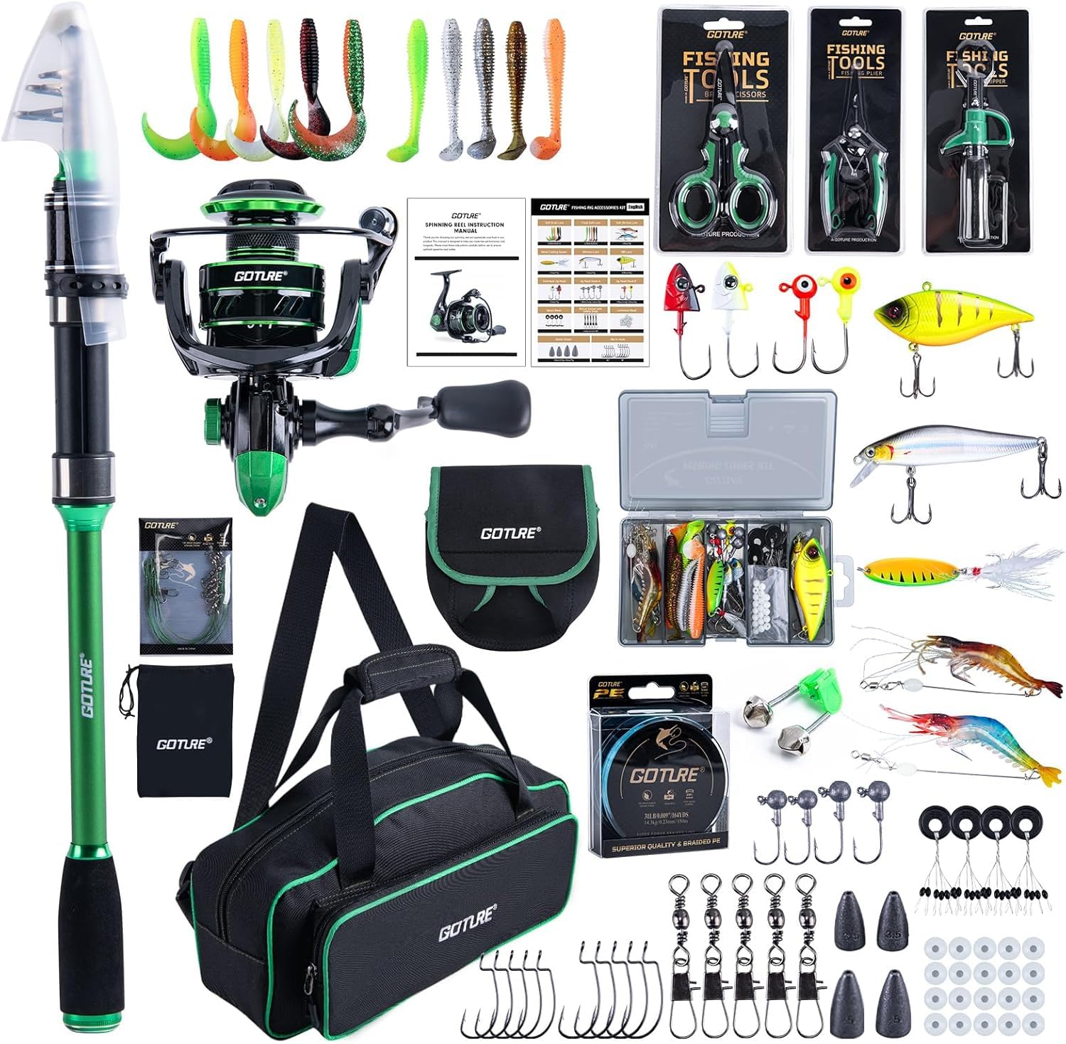 Bass Fishing Lure - Goture Kit Canna da Pesca Telescopica